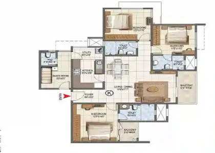 Godrej Aveline Apartment 3 BHK Floor Plan by Godrej Properties located at Yelahanka, Bangalore Karnataka